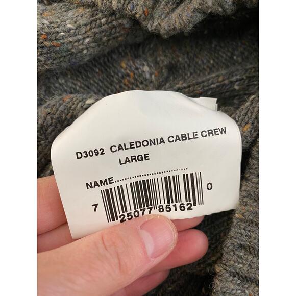 Barbour Men's L Gray Speckled Caledonia Cable Knit Wool Blend Sweater - Picture 6 of 7